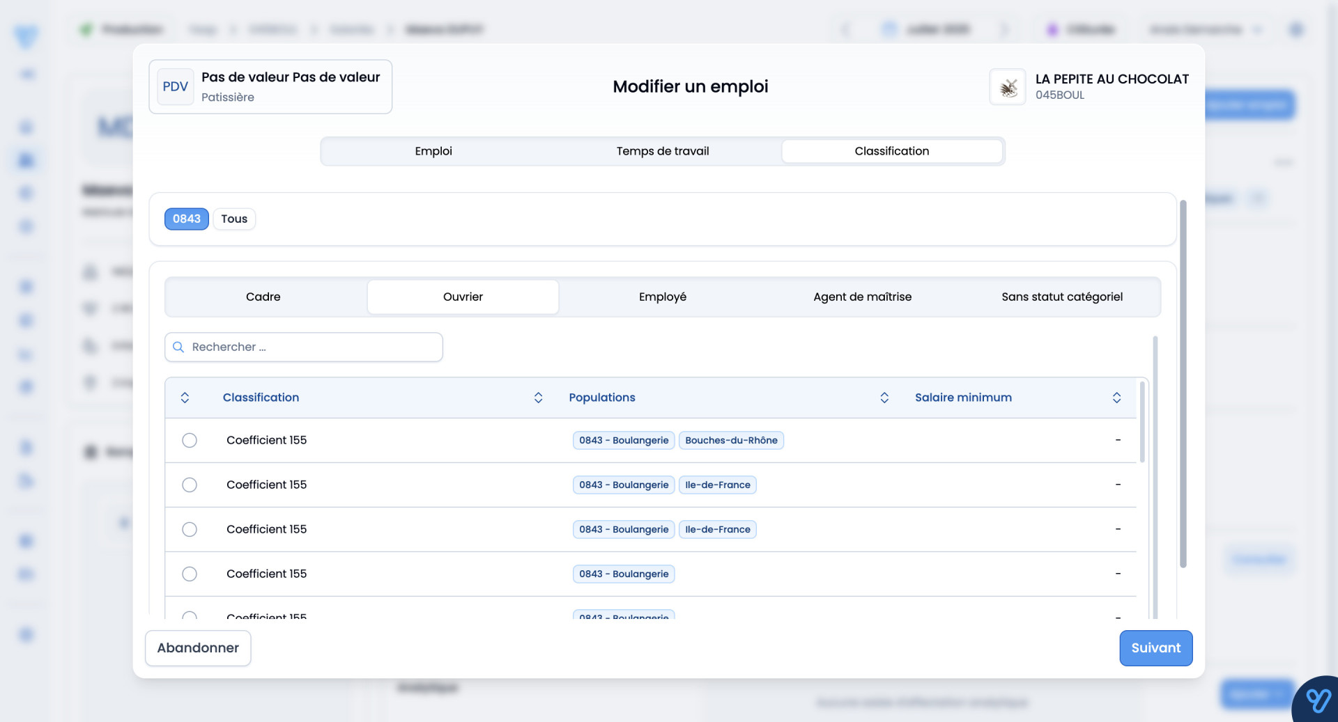 Emploi - Classification